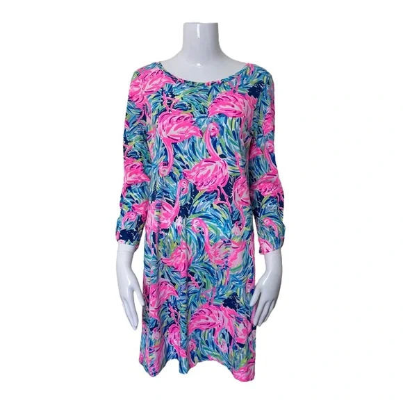 NWOT Lilly Pulitzer Linden T-Shirt Dress Flamingo Beach Size Medium - Picture 2 of 9